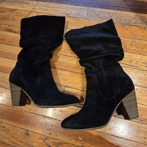 Black Suede Heeled Boots